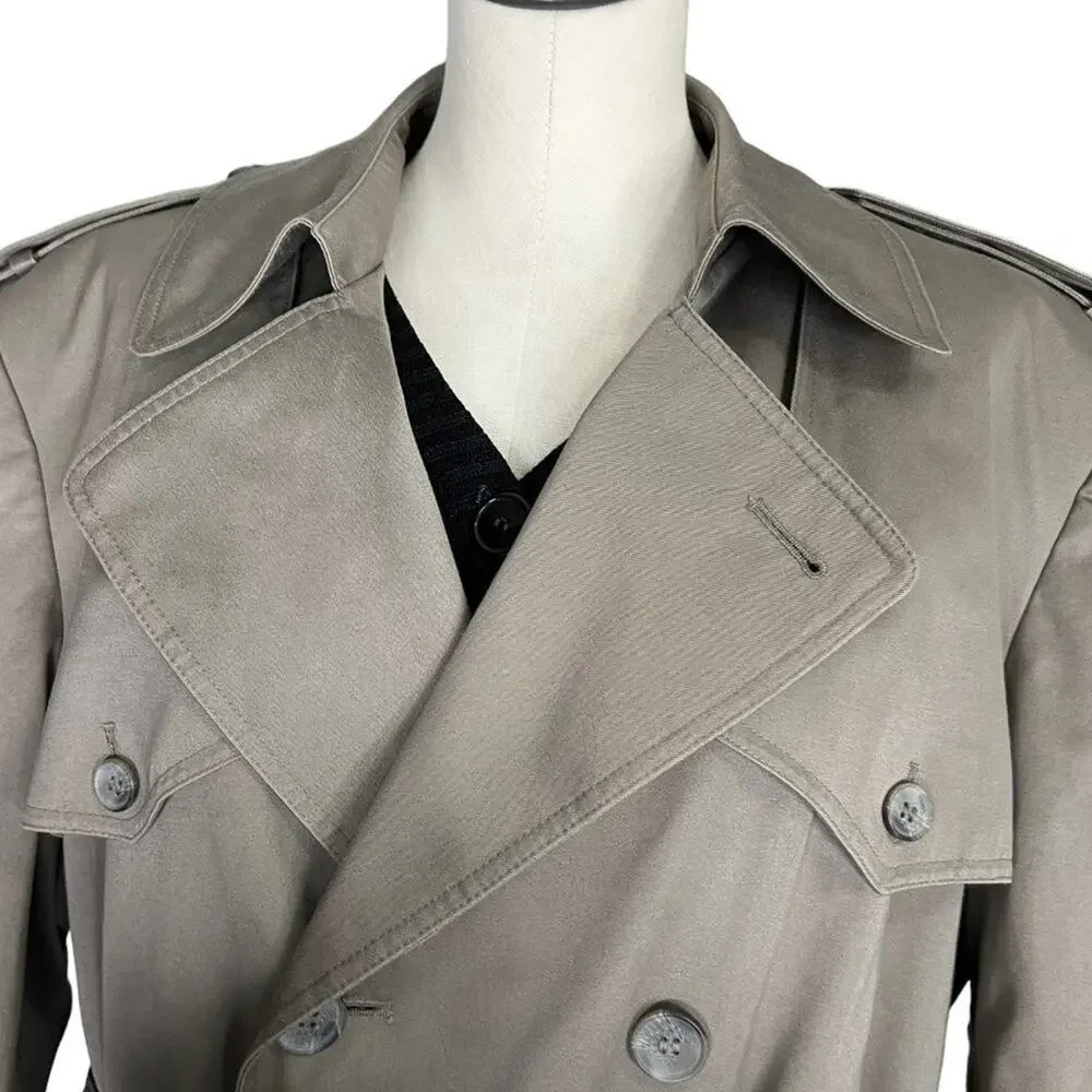 VINTAGE Towne London Fog Mens Trench Coat Double Breasted Liner Academia Size 42